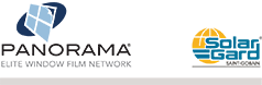 Panorama Elite Window Film Network and Solar Gard Logo on a transparent background.