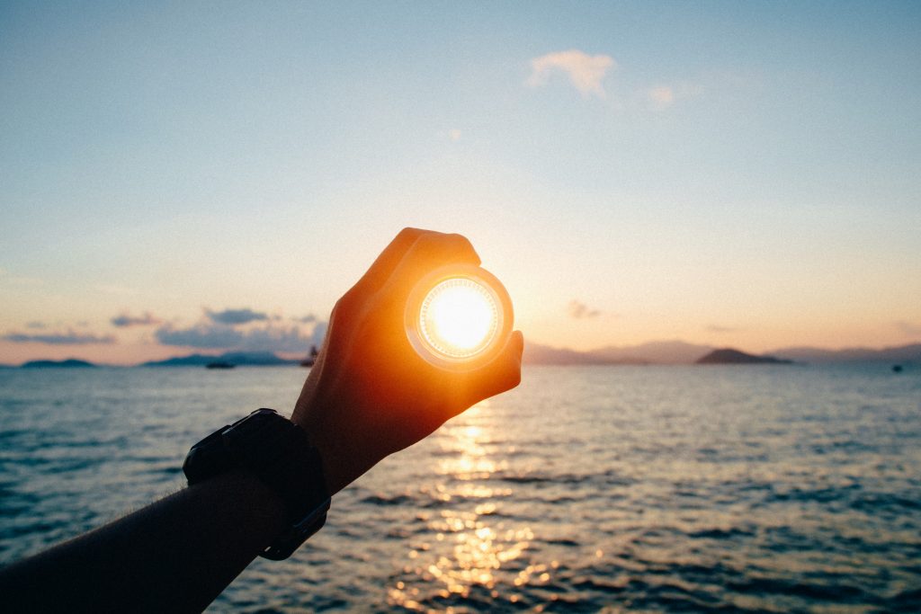 hand at sunset