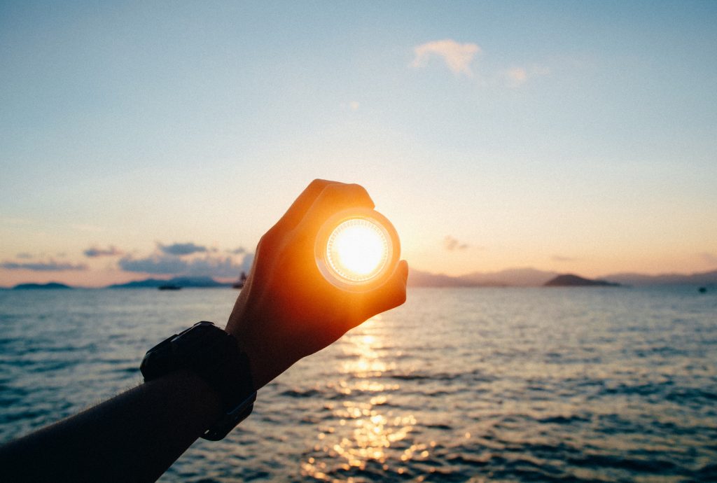 hand at sunset